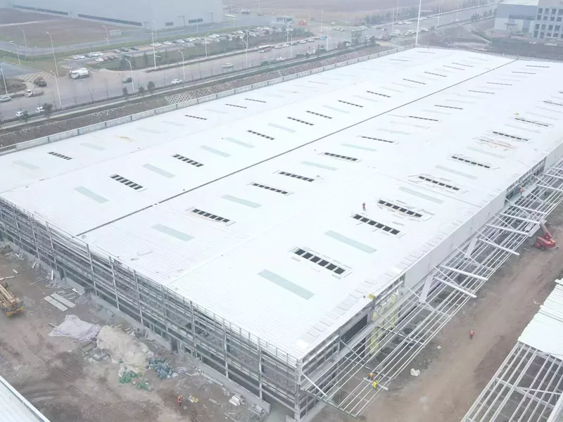 Struktur keluli span besar pembinaan dinding panel sandwic