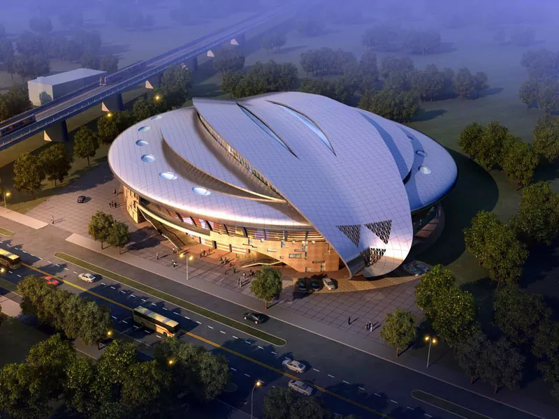 Pembinaan stadium prefab dengan struktur keluli